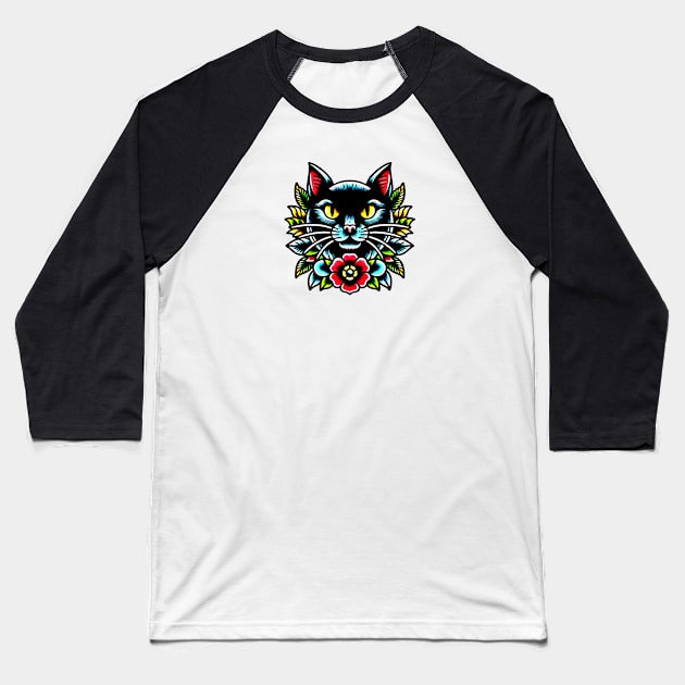 Black Cat Flash art Baseball T-Shirt by Brand X Graffix